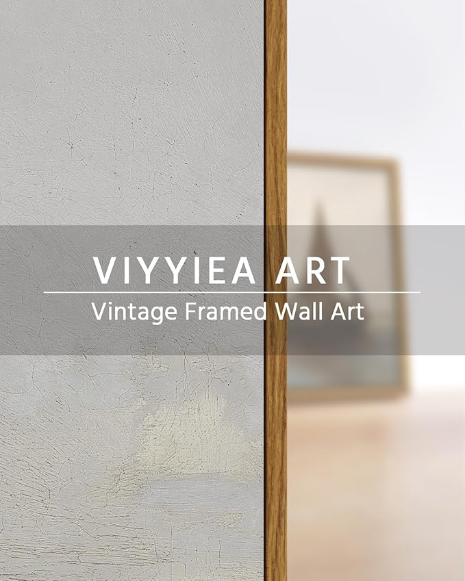 VIYYIEA Vintage Nature Large Framed Wall Art, View of Hilly Paintings Art Decor Aesthetic, Canvas Print Artwork, Hilly Landscape Wall Pictures for Bedroom Bathroom Office, 20x30 Inch