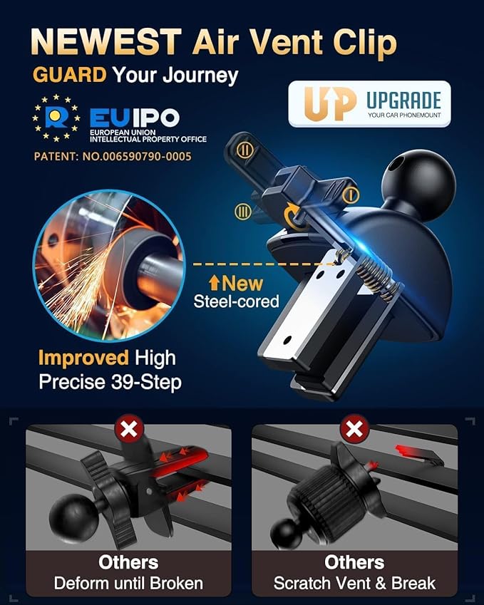 VANMASS 【85+LBS Strongest Suction & Military-Grade 2025 Ultimate Car Phone Mount【Patent Safety Certs】 Cell Phone Holder Truck Stand Dashboard Windshield Vent for iPhone 16 15 Pro Max 14 Samsung, Blue