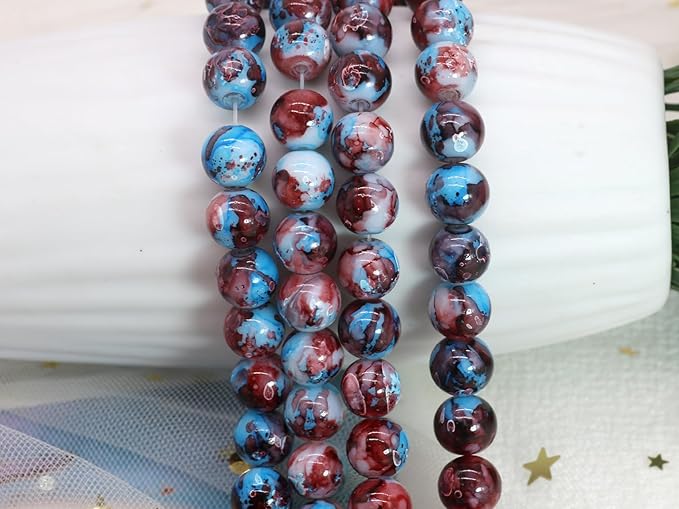 Pamir Tong 300PCS 10mm Glass Beads for Jewelry Making,Round Smooth Beads, Bracelet Space Loose Beads for Jewelry Making Earring, Necklaces, DIY Crafts & Gifts #385