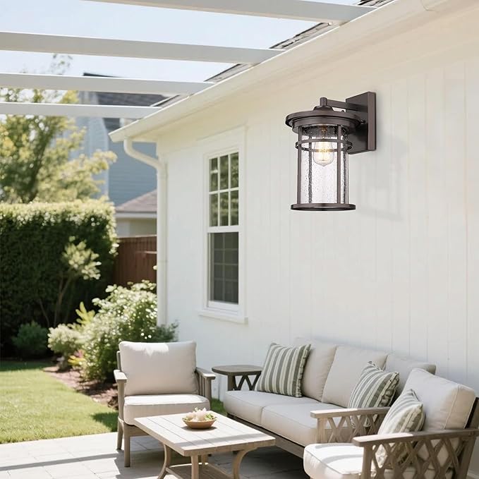 Casia Wall Sconce, Outdoor Lighting Fixture, 14.17'' H x 8.66'' W, Oil Rubbed Bronze, Lobby, Entryway, Patio, Porch, Balcony, UL Listed