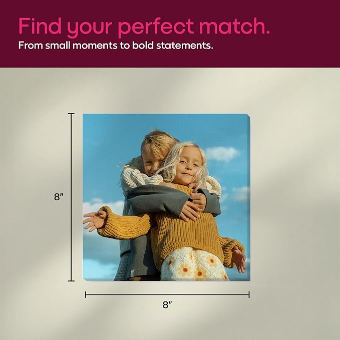 Mixtiles Custom Canvas With Your Photos – No-Nails, Magnetic Hanging System - Wall Frames, Personalized Prints, Perfect Home Decor Gift – 8×8 Single Tile