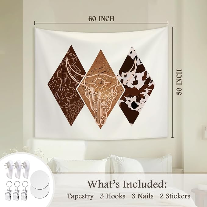 STHTTSW Boho Western Tapestry, West Cowboy Tapestries Wall Blanket, Aztec Southwestern Country Wall Hanging Decor for Living Room Home Bedroom, 50x60 Inch