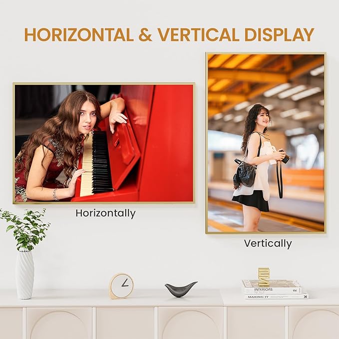 18x27 Aluminum Metal Picture Frame,Tempered Glass Gold Photo Frame 18x27 for Family Photo,Posters,Art,Document to Wall Mount