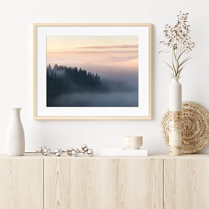 Yaetm 20x24 Picture Frame with Mat for 16x20 Set of 4, Natural Solid Oak Wood Frame for Wall Gallery, Photos, Posters & Art Prints, Horizontal and Vertical Wall Mount (4 pack, Oak)