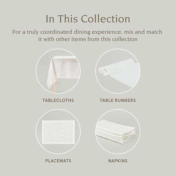 Over&Back Set of 4 Washed 100%-Linen Woven Placemats - Colorful Dining Table Mat - Machine Washable - Kitchen and Home Decor - Ivory