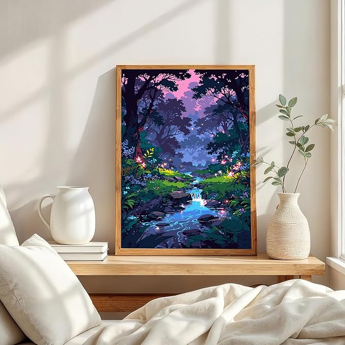 Mosaflare Paint by Numbers for Adults Beginner, Forest Rivulet Adult Paint by Number Kits on Canvas, DIY Landscape Acrylic Oil Easy Painting by Numbers for Home Wall Decor 16X20 inch (Without Frame)