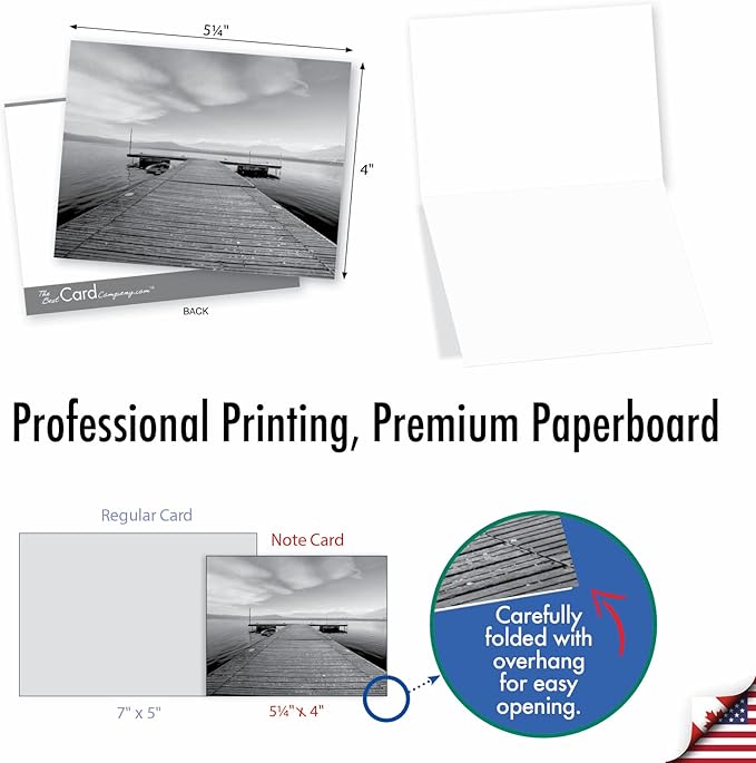 The Best Card Company - 10 Blank Note Cards with Envelopes (4 x 5.12 Inch) - Black & White Photos, Bulk Boxed Set - Slip Notes M6453OCB