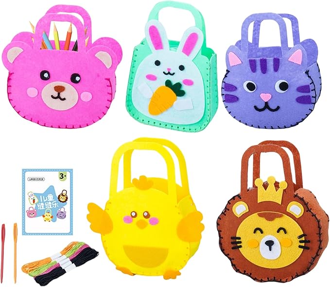 Sewing - Handbag Childrens Sewing Kits | Educational DIY Crafting Set | Sewings Handbag Set | for Beginners Girls Craft Lovers DIY Enthusiasts Birthday Classroom Activity Homeschooling