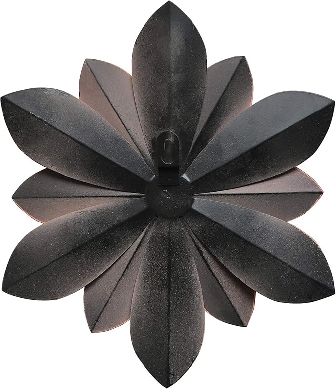 Pink Metal Flower Wall Art Decor, 11“ Rustic Modern Floral Sculpture, Distressed Hanging Home Decoration Accent Artworks for Indoor Bedroom Living Room Office Outdoor Garden Patio