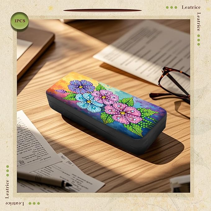 Leatrice Flower Diamond Art Kits for Adults Small Diamond Painting Kit Gem Art Paint by Diamonds Dot Eyeglasses Case 5d Diamond Art DIY for Beginner Women