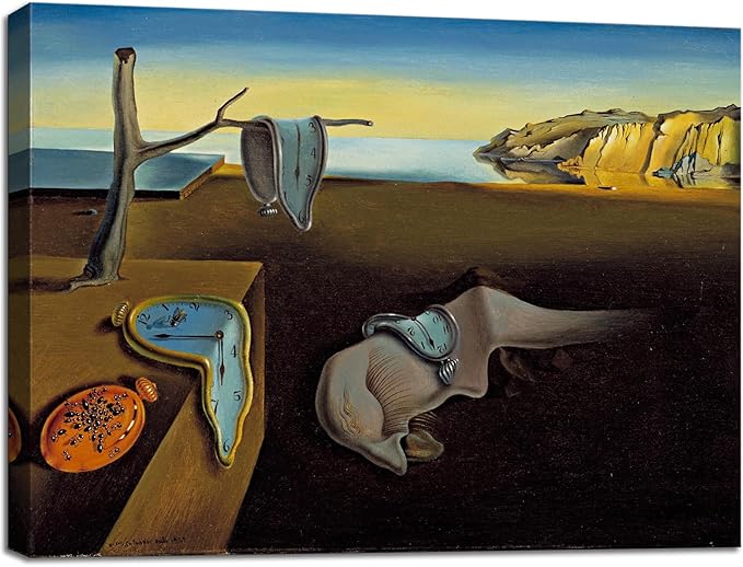 weiyiart Salvador Dali Canvas Wall Art - The Persistence of Memory Painting Classic Artwork Print, Famous Picture Poster for Home DecorPieces Bathroom Wall Art - 12"x15"