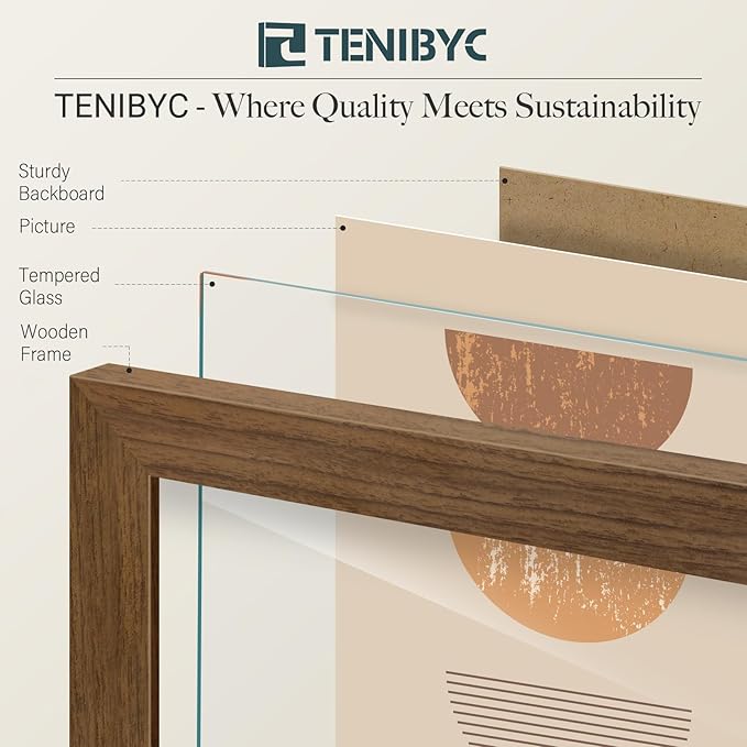 Picture Frame 4 Pack - Solid Wood Poster Photo Frame - Woodgrain Series - Room, Office, Gallery, Studio Display - Wall Hanging