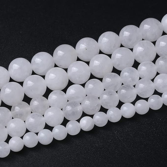 60pcs 6mm Natural White Jades Stone Beads Round Loose Spacer Beads for Jewelry Making DIY Bracelet,Energy Stone Healing Power (6mm, White Jade)