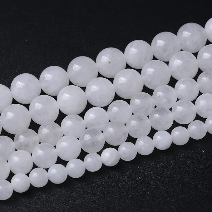 32pcs 12mm Natural White Jades Stone Beads Round Loose Spacer Beads for Jewelry Making DIY Bracelet,Energy Stone Healing Power (12mm, White Jade)