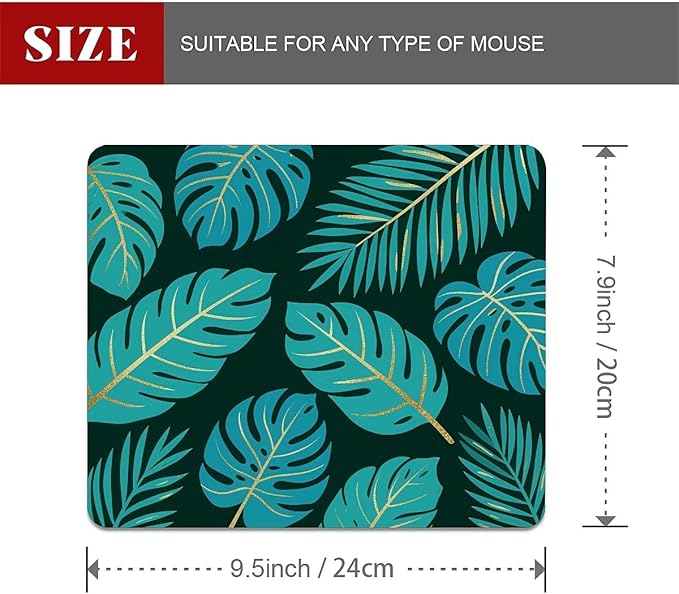 Square Mouse Pad Tropical Plants 2, Personalized Premium-Textured Custom Mouse Mat Design, Washable Mousepad Cloth, Non-Slip Rubber Base Computer Mouse Pads for Wireless Mouse