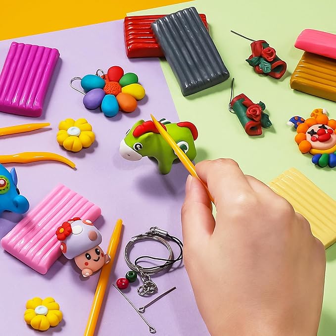 Polymer Clay - Ixiaoyoo 50 Colors Modeling Clay Set for Kids, Oven Baked Model Clay, Non-Sticky, with Sculpting Tools, Gfit for Children and Artists