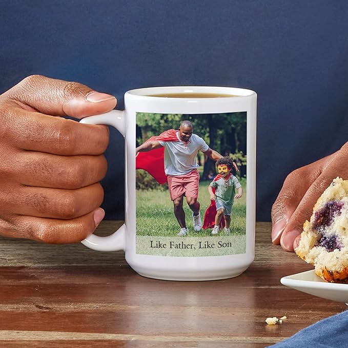 Let's Make Memories Personalized Photo Mug with Message - Custom Coffee Mug - Christmas Holiday Stocking Stuffer - 11oz - White Handle