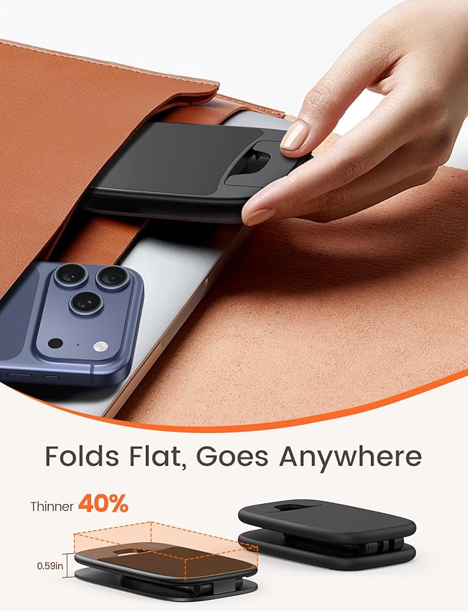 Lamicall Ultra-Thin Cell Phone Stand for Desk - [Height Adjustable] Foldable Desktop Phone Holder, Portable Mobile Stand, Office Desk Accessories for iPhone 17 16 15 14 13 Pro Max Air, Galaxy S25, S24