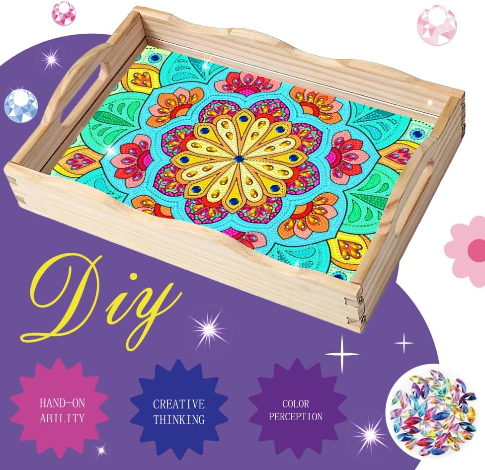 EWJRNSF Mandala F Diamond Art Tray with Handles Gift Home Decor 7.8×11.8 in - Image 4