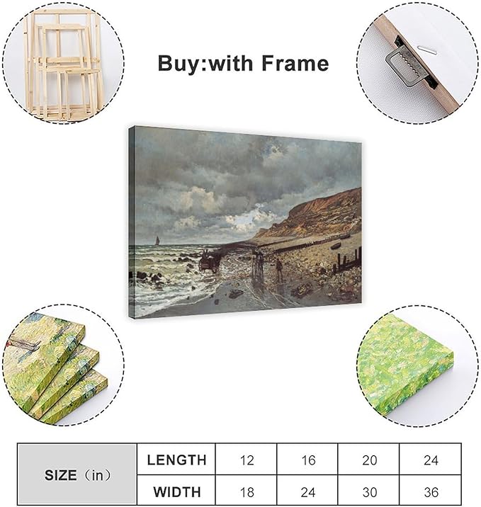 40+ Monet Famous Print Posters The Headland of The Heve at Low Tide by Claude Monet Impressionism Poster Print for Room Aesthetics Canvas Wall Art Print Frame 24×36inch(60×90cm)