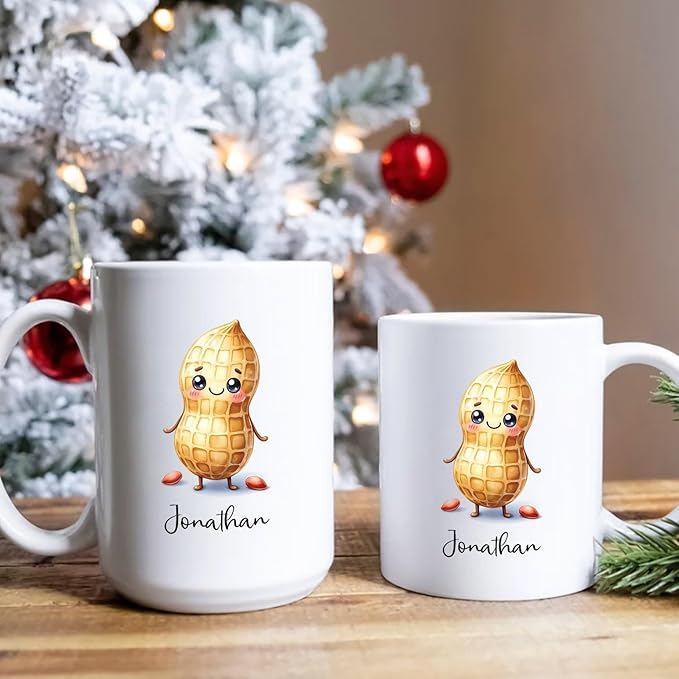 Personalized Name Peanut Coffee Mug, Peanut Lover Mugs, Custom Peanut White Ceramic Mug 11Oz 15Oz, Peanut Cup Gifts For Vegetable Lovers, Vegan Mug, Peanut Vegetarian Coffee Cup, Vegetable Tea Cup