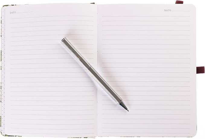 Graphique Cerise Lined Journal Plus Pen Luxe Collection, Hardcover Diary Notebook for Writing, Silver Foil Embossing, 160 Pages, 6” x 8”