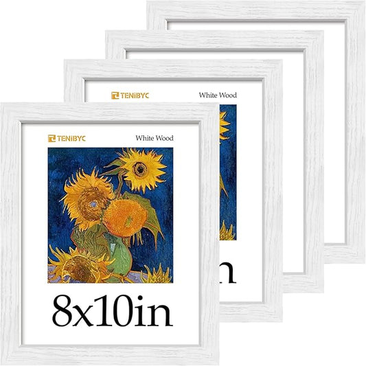 Picture Frame 4 Pack - Solid Wood Poster Photo Frame - Woodgrain Series - Room, Office, Gallery, Studio Display - Wall Hanging