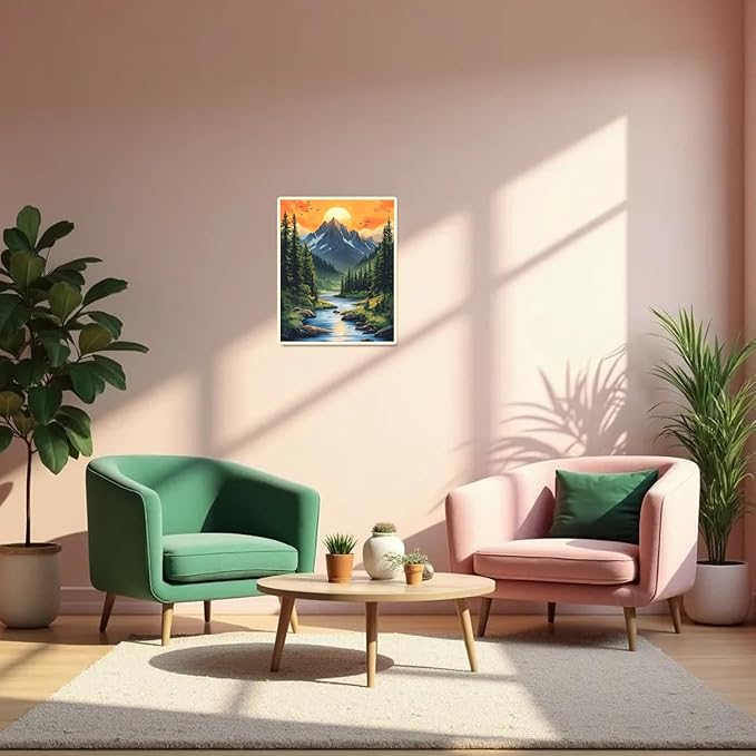 Mountain Paint by Numbers Kit for Adults Beginner Sunset Oil Painting Kit Adult Paint by Number Kits on Canvas Landscape DIY Painting for Beginners Art by Numbers for Gifts Home Wall Decor 16x20 Inch