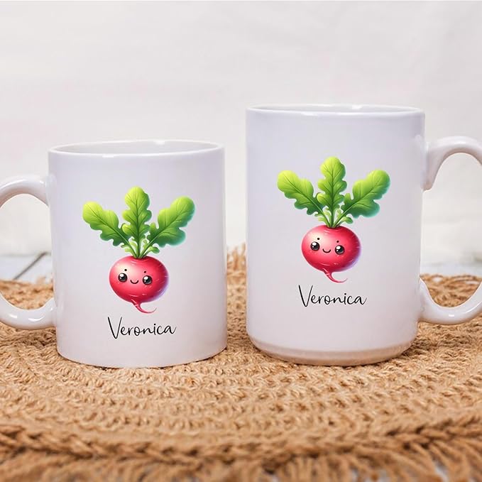 Radish Vegetable Coffee Mug, Personalized Name Radish Mug Gifts For Vegetable Lovers, Vegetable Cup, Custom Radish Travel Ceramic Mug 11Oz 15Oz, Vegan Lovers Mug, Radish Teacup, Vegetarian Coffee Cup