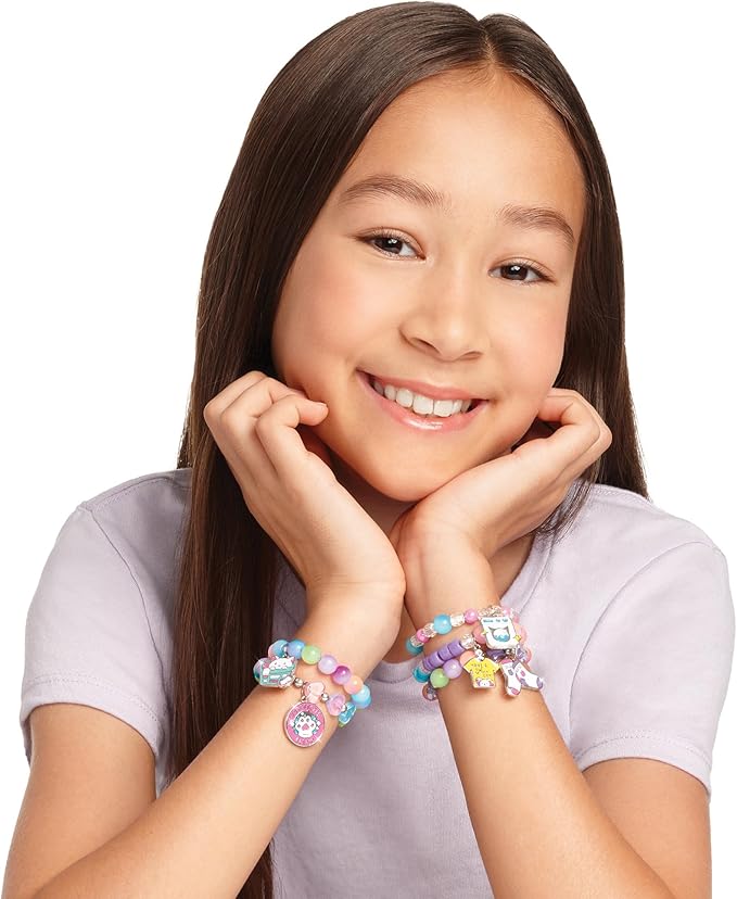 Make It Real: Purr-FECT Wash 'N Bead Bracelets - 141pc, DIY Jewelry Craft Kit, Design-Make 5 Charm Bracelets, Spin to Style, Bead Cleaning, Kids 8+