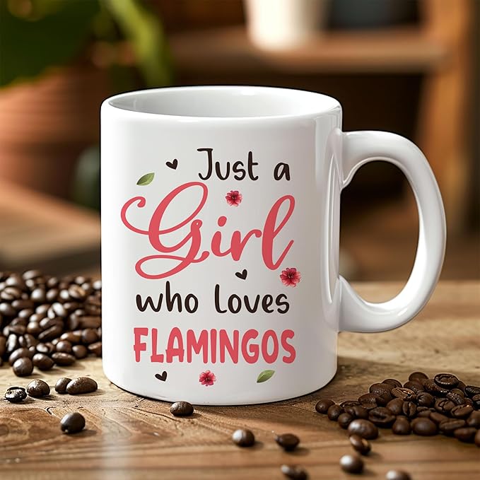 Hyturtle Personalized Cute Flamingo Coffee Mug - Gift For Flamingo Lover - Just A Girl Who Loves Flamingos - Flamingo Gift For Women - Animal Lover Gift - Custom Coffee Cup Ceramic Mug 11oz - 15oz