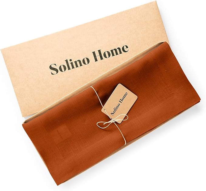 Solino Home Linen Table Runner 72 Inches Long - 100% Pure Linen Cinnamon Stick Table Runner 14 x 72 Inch - Sonoma, Handcrafted and Machine Washable
