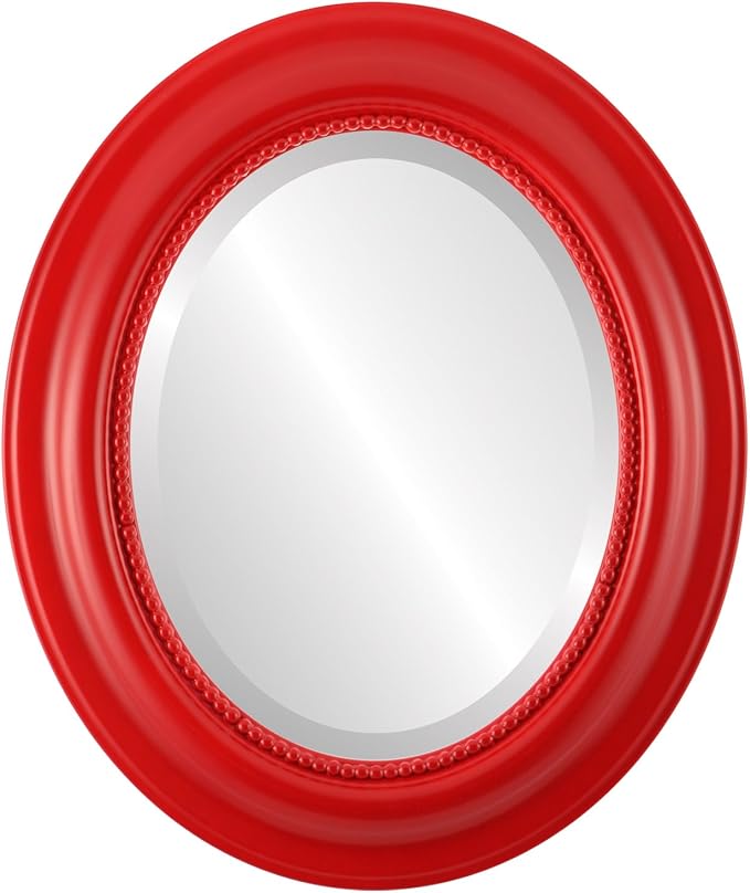 OVALCREST Oval Beveled Wall Mirror for Home Decor - Heritage Style - Holiday Red - 27x33 Outside Dimensions