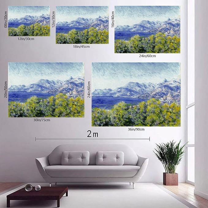 CFIOZYOS 40+ Monet Famous Print Posters View of Ventimiglia by Claude Monet Impressionism Canvas Poster Bedroom Decor Print Sports Landscape Office Room Decor Gift Unframe 16×24inch(40×60cm)