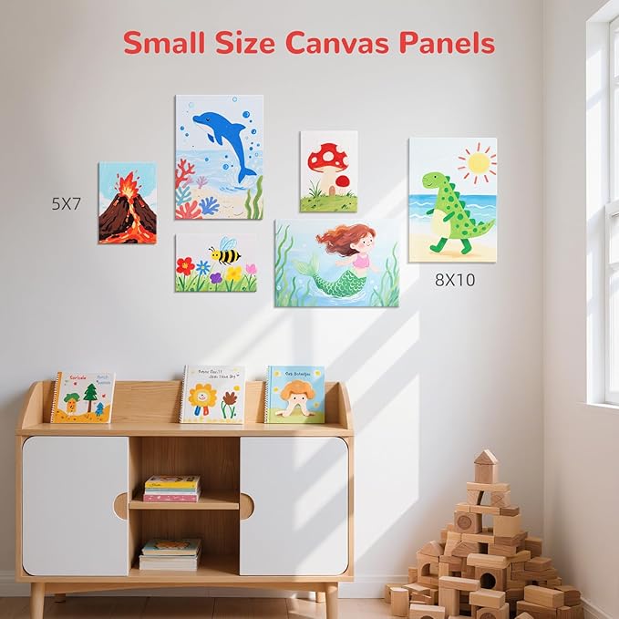 Small Canvas for Painting 72 Pack 5x7, 8x10 Inch, 36 of Each, Canvas Boards for Kids,100% Cotton Primed Non Toxic for Acrylic Watercolor Paint