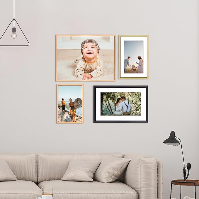 10x12 Picture Frame, Gold Aluminum Metal Photo Frames with HD Glass, Fits 8x10 with Mat or 10 x 12 without Mat, Display for Wall, 1 Pack