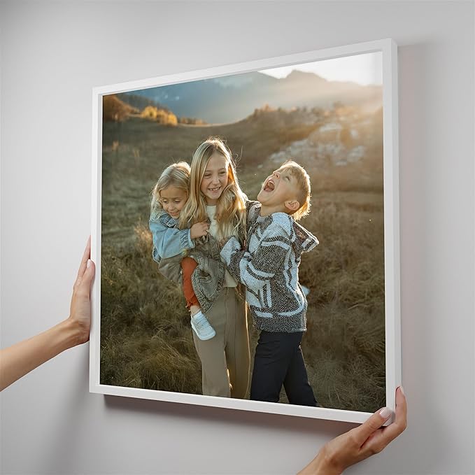 Mixtiles Official Custom Photo Tiles - Magnetic Wall Frames - Adhesive Sticker, no Nails - Personalized Printed Photos - Various Sizes and Frames - 20x20-1-Tile - Normal White