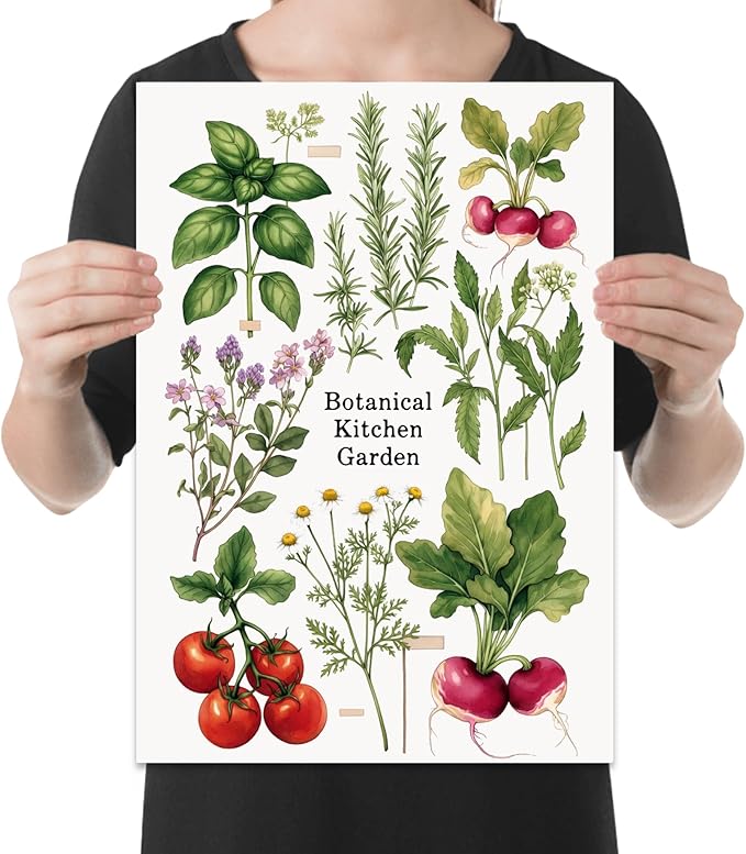 Botanical Kitchen Garden - Culinary Enthusiast - 13x19 Poster Print - Vibrant Wall Art
