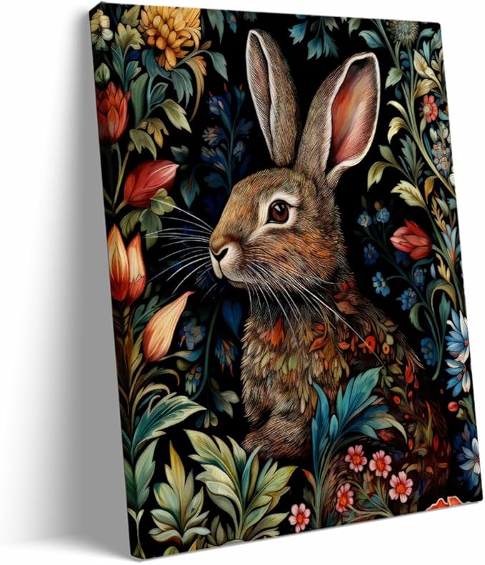 William Morris Poster Bunny Rabbit Art William Morris Prints Exhibition Print Posters Vintage Wall Art Textiles Wall Art for Living Room Bedroom 24x36in Large Frame