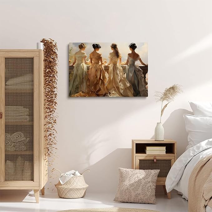 Victorian Women Painting, Vintage Women Print, Antique Wall Decor, Regency Wall Decor, Antique Women Oil Painting, Victorian Wall Art,Girls Dormitory, Bedroom Room Decor24x36Unframed