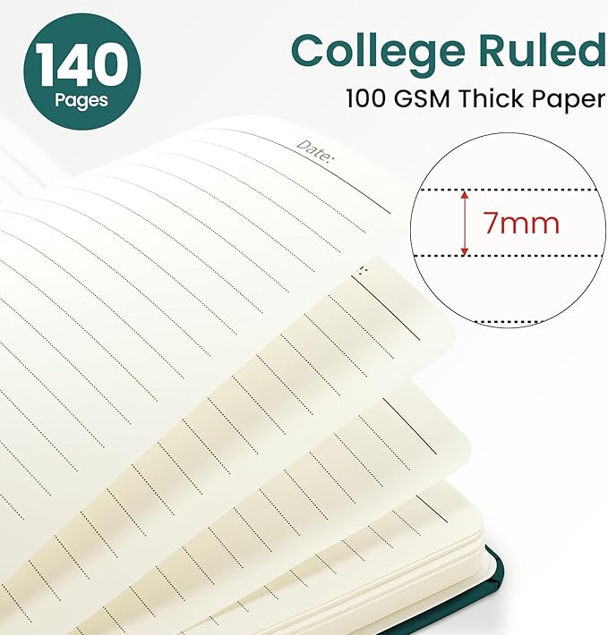 Lined Spiral Journal for Women, A5 Hardcover Cute Notebook for Work & Note Taking, Aesthetic Pretty Journal for Writing, 140 Pages, 6"x8", Golden Blush