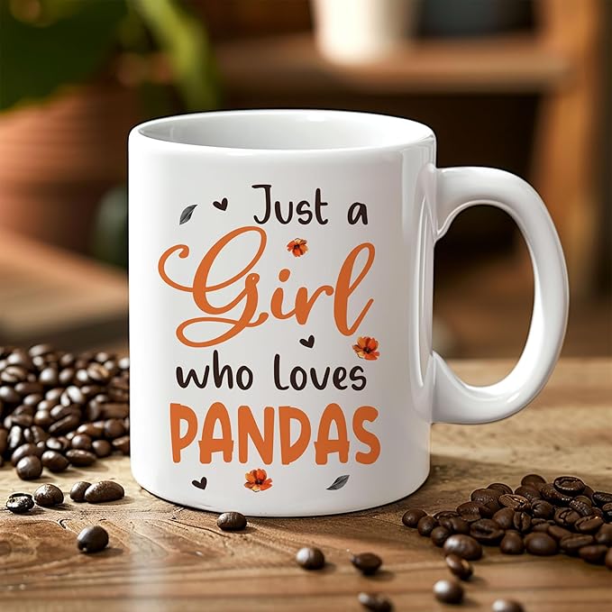Hyturtle Personalized Cute Panda Coffee Mug - Just A Girl Who Loves Pandas - Animal Lover Gift for Women - Birthday - Custom Ceramic Cup 11oz - 15oz