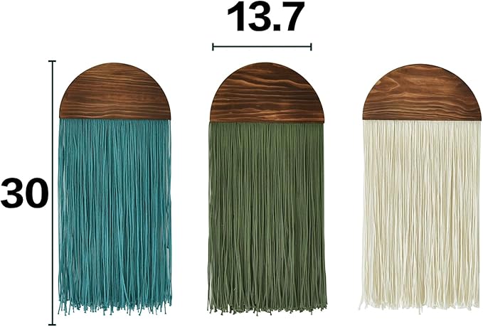 Macrame Wall Hanging Boho Wal Decor 3 Pcs Multicolor Combination Fiber Art Boho Home Decor Fringe Art for Living Room Bedroom or Office Modern Minimalist Wall Decoration 13.7" W x 30" L