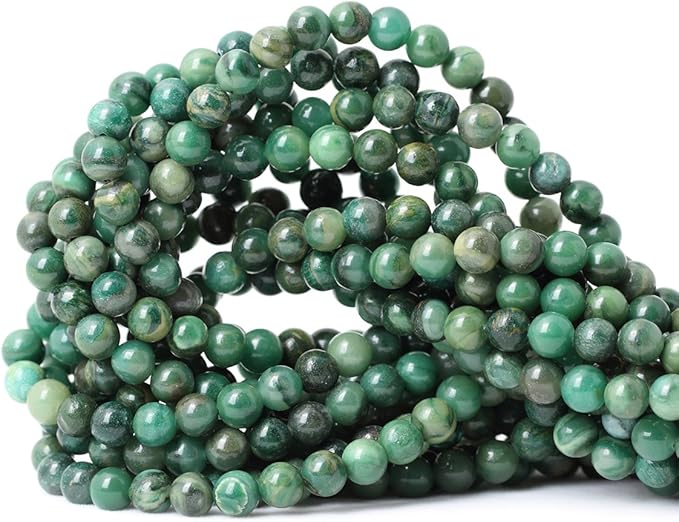 60PCS 6mm Natural Verdite Stone African Jade Gemstone Round Loose Beads for Jewelry Making DIY Findings 1 Strand 15"