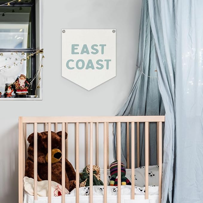 Lacama Coastal Room Decor Wall Art, East Coast Banner, Blue Aesthetic Trendy Wall Hanging Banner Pennant Flag for Bedroom College Dorm Coastal Room,12.4x14