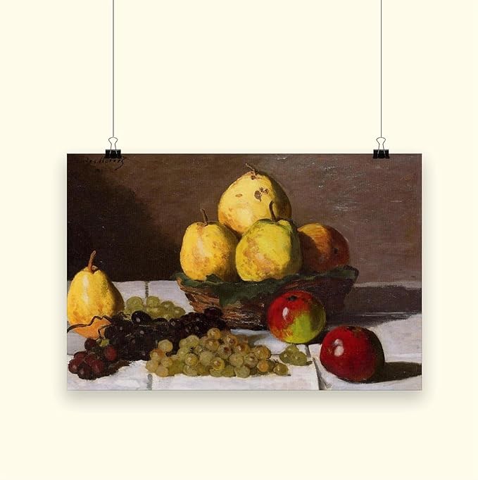 CFIOZYOS 40+ Monet Famous Print Posters Still Life with Pears And Grapes by Claude Monet Impressionism Canvas Wall Art Print Poster For Home School Office Decor Unframe 20×30inch(50×75cm)