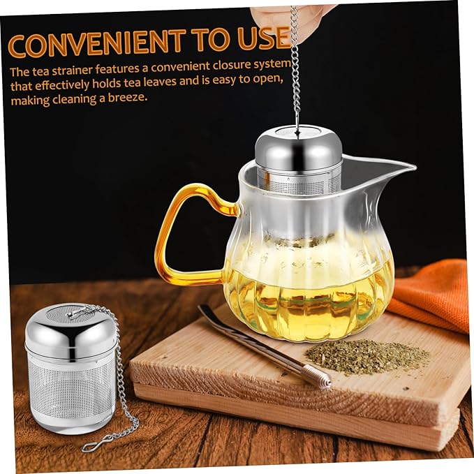 4pcs Stainless Steel Tea Infuser Basket with Chain Fine Mesh Tea Strainer Multi-use Steeper for Spices and Seasonings