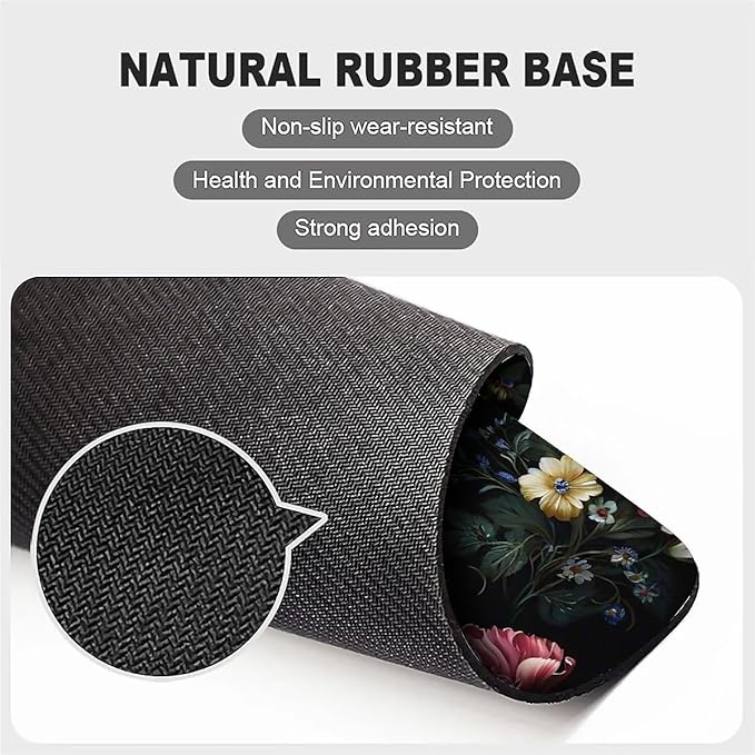Square Mouse Pad Retro Oil Painting Flowers Plants, Personalized Premium-Textured Custom Mouse Mat Design, Washable Mousepad Cloth, Non-Slip Rubber Base Computer Mouse Pads for Wireless Mouse