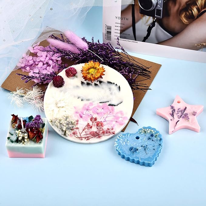 DALARAN 3 Pack Real Dried Pressed Leaf Flowers-Multiple Colorful Pressed Flowers Daisies Hydrangeas for Craft Resin Jewelry Making Art Craft DIY