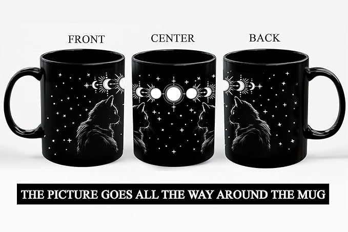 Black Cat Mug 11oz Cat Lover Gifts for Women Funny Goth Coffee Mug - Witch, Goth Decor Halloween Cup With Cats Goth Gift Witchy Gifts for Women - Halloween Mugs Cats Christmas Gothic Home Decor